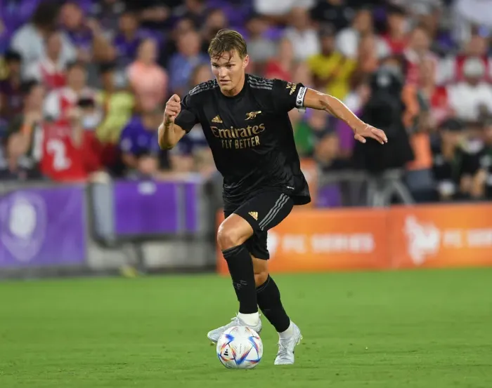 Framed Print : Arsenal's Martin Odegaard in Action against Orlando City SC during 2022 Pre-Season Friendly
