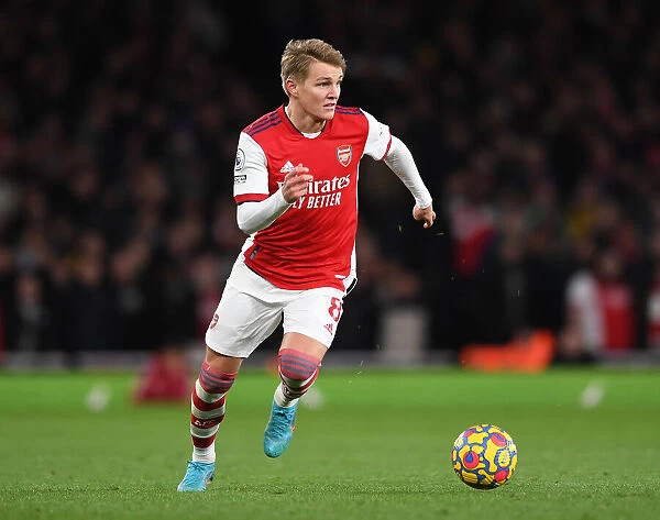 Arsenal's Martin Odegaard in Action Against Wolverhampton Wanderers - Premier League 2021-22