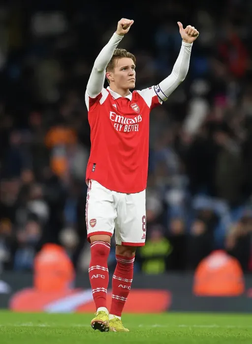 Framed Print : Arsenal's Martin Odegaard Celebrates FA Cup Upset over Manchester City