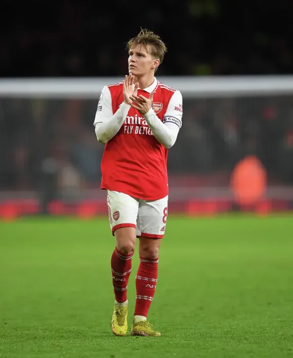 Framed Print : Arsenal's Martin Odegaard Celebrates with Fans after Victory over Newcastle United Framed Print : Arsenal's Martin Odegaard Celebrates with Fans after Victory over Newcastle United