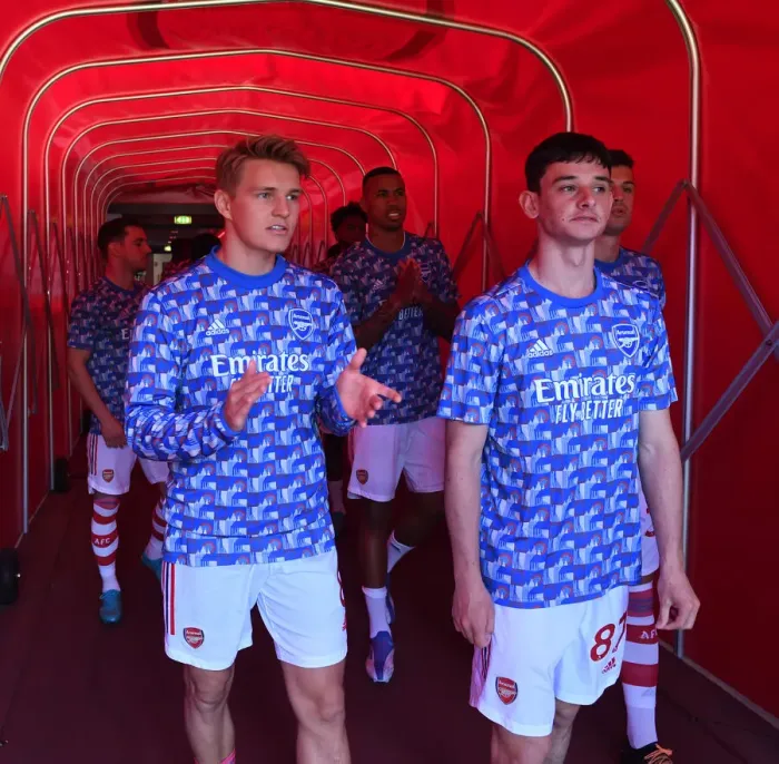 Framed Print : Arsenal's Martin Odegaard and Charlie Patino Pre-Match: Arsenal vs Leeds United, Premier League 2021-22 Framed Print : Arsenal's Martin Odegaard and Charlie Patino Pre-Match: Arsenal vs Leeds United, Premier League 2021-22