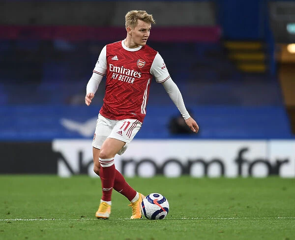 Arsenal's Martin Odegaard at Chelsea's Stamford Bridge: Premier League Clash Amidst COVID-19 Restrictions (2020-21)