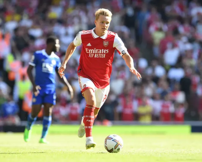 Framed Print : Arsenal's Martin Odegaard Faces Off Against Leicester City in 2022-23 Premier League Clash Framed Print : Arsenal's Martin Odegaard Faces Off Against Leicester City in 2022-23 Premier League Clash