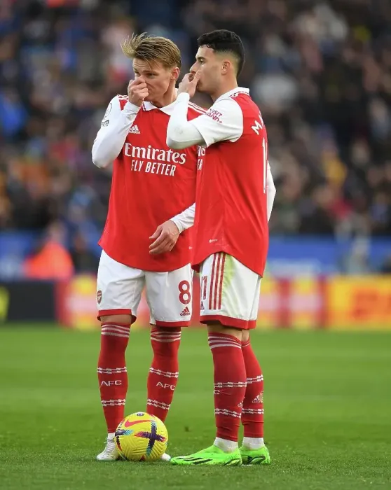 Framed Print : Arsenal's Martin Odegaard and Gabriel Martinelli in Action against Leicester City - Premier League 2022-23 Framed Print : Arsenal's Martin Odegaard and Gabriel Martinelli in Action against Leicester City - Premier League 2022-23