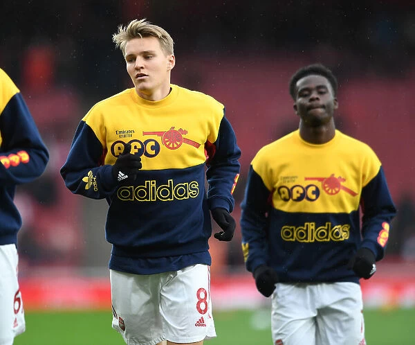 Arsenal's Martin Odegaard Gears Up Before Arsenal v Southampton (2021-22)