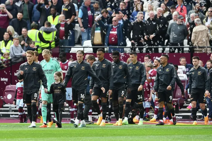 Framed Print : Arsenal's Martin Odegaard Leads Team onto London Stadium Pitch vs West Ham United (2022-23) Framed Print : Arsenal's Martin Odegaard Leads Team onto London Stadium Pitch vs West Ham United (2022-23)