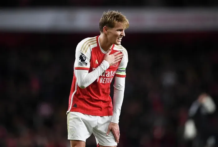 Framed Print : Arsenal's Martin Odegaard in Pain: Arsenal FC vs West Ham United, Premier League 2023-24 Framed Print : Arsenal's Martin Odegaard in Pain: Arsenal FC vs West Ham United, Premier League 2023-24