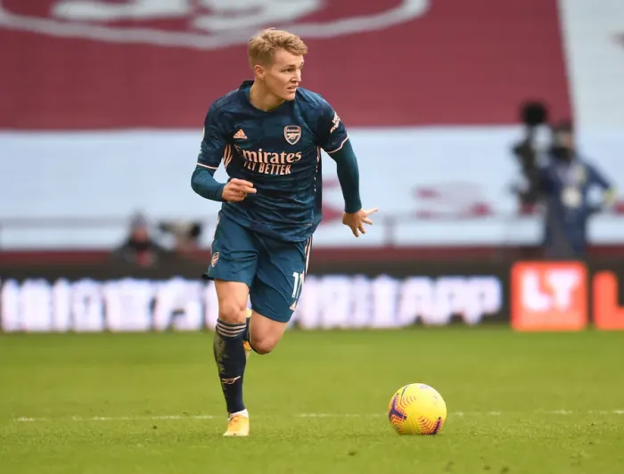 Framed Print : Arsenal's Martin Odegaard Plays in Empty Villa Park: Premier League 2021 (Aston Villa vs Arsenal) Framed Print : Arsenal's Martin Odegaard Plays in Empty Villa Park: Premier League 2021 (Aston Villa vs Arsenal)