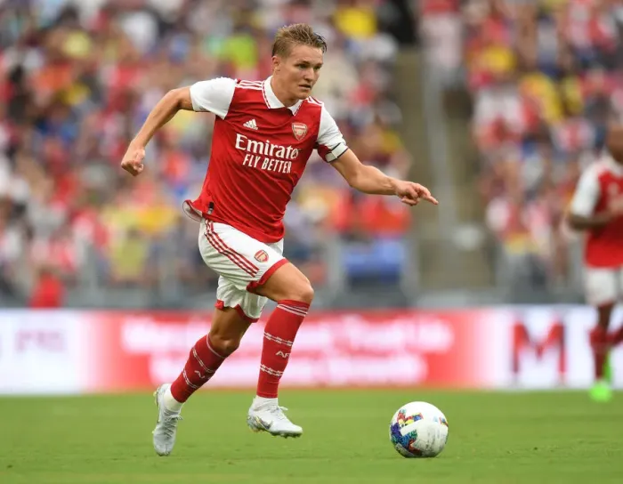 Framed Print : Arsenal's Martin Odegaard in Pre-Season Action Against Everton in Baltimore Framed Print : Arsenal's Martin Odegaard in Pre-Season Action Against Everton in Baltimore