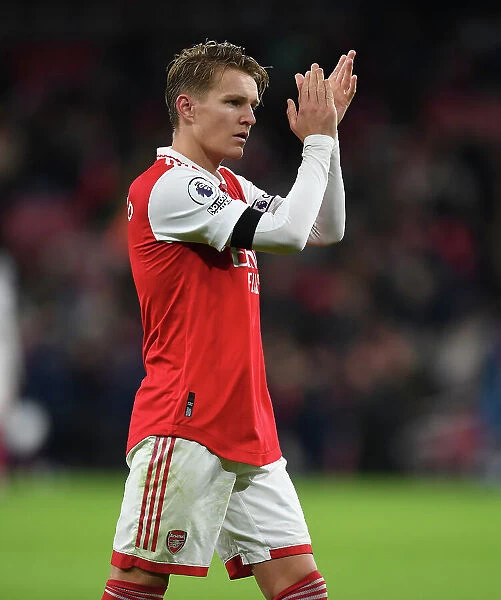 Arsenal's Martin Odegaard Reacts After Arsenal FC vs West Ham United, Premier League 2022-23