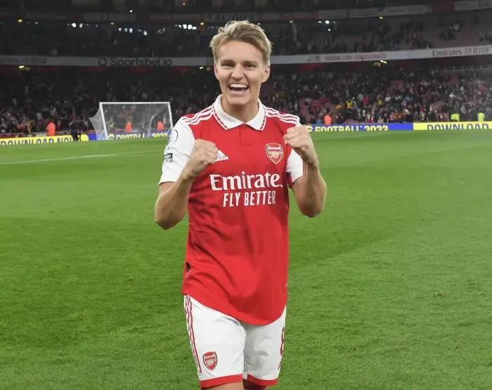 Framed Print : Arsenal's Martin Odegaard Reacts After Arsenal FC vs Liverpool FC, Premier League 2022-23