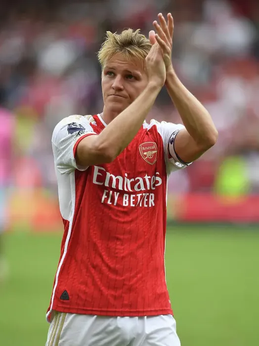 Framed Print : Arsenal's Martin Odegaard Reacts After Arsenal FC vs Nottingham Forest, Premier League 2023-24