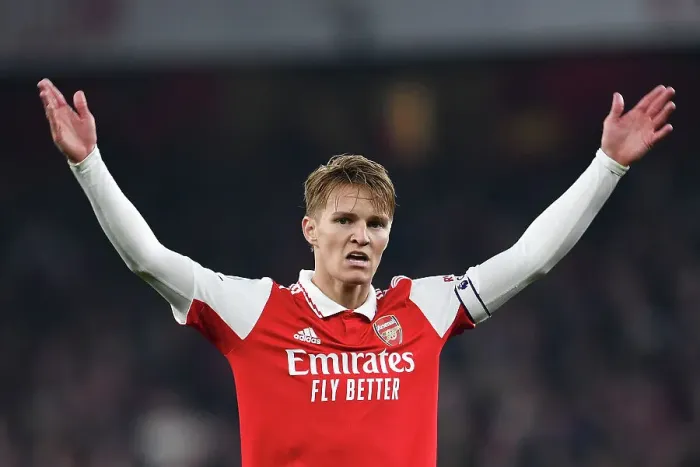 Framed Print : Arsenal's Martin Odegaard Reacts During Arsenal vs. Southampton Premier League Clash (2022-23)