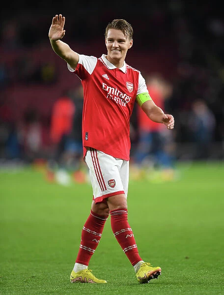 Arsenal's Martin Odegaard Reacts After Europa League Clash Against PSV Eindhoven (2022-23)