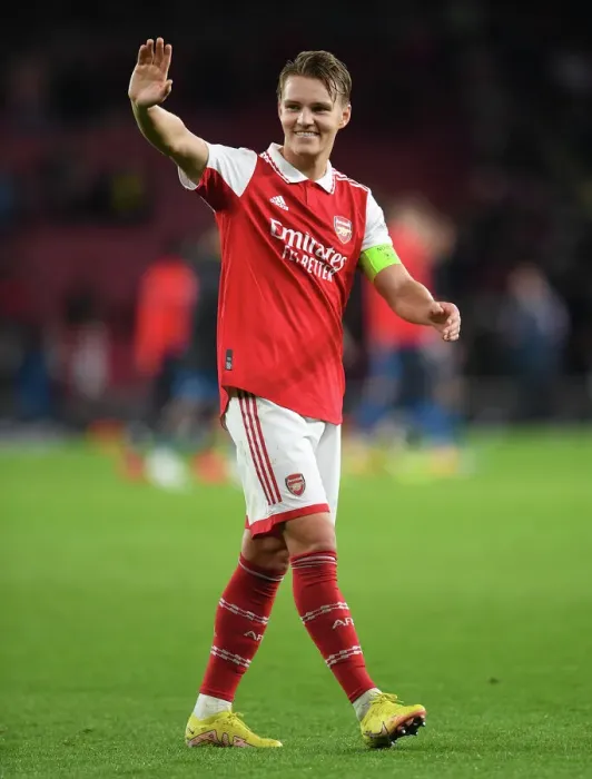Framed Print : Arsenal's Martin Odegaard Reacts After Europa League Clash Against PSV Eindhoven (2022-23)