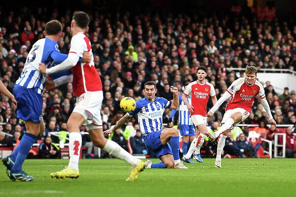 Arsenal's Martin Odegaard Scores at Emirates Stadium: Arsenal FC vs Brighton & Hove Albion, Premier League 2023-24