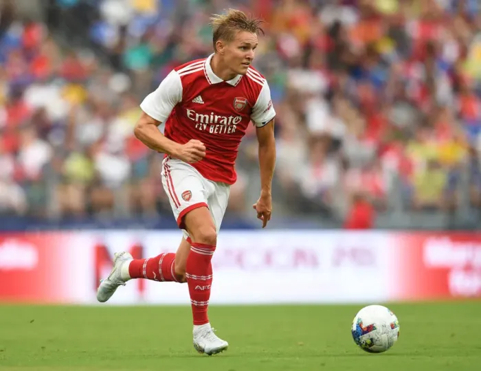 Framed Print : Arsenal's Martin Odegaard Shines in Pre-Season Friendly Against Everton, Baltimore 2022