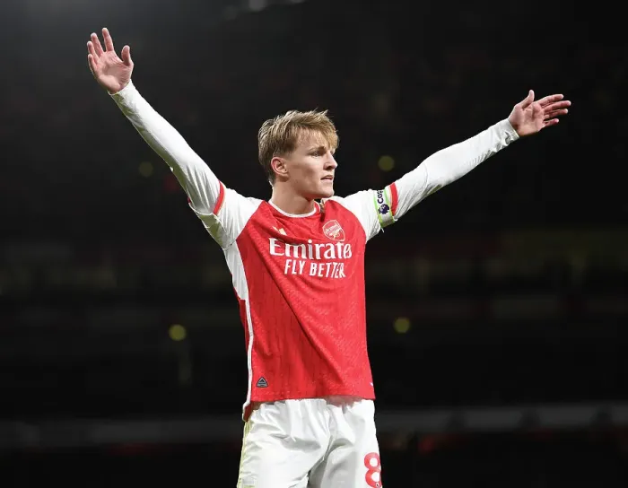 Framed Print : Arsenal's Martin Odegaard Shines in Premier League Clash Against West Ham United (2023-24)
