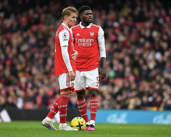 Arsenal's Martin Odegaard and Thomas Partey in Action against AFC Bournemouth, Premier League 2022-23