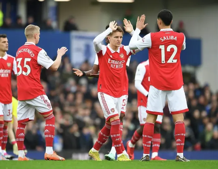 Framed Print : Arsenal's Martin Odegaard and William Saliba Pre-Match Huddle vs Everton, Premier League 2022-23 Framed Print : Arsenal's Martin Odegaard and William Saliba Pre-Match Huddle vs Everton, Premier League 2022-23