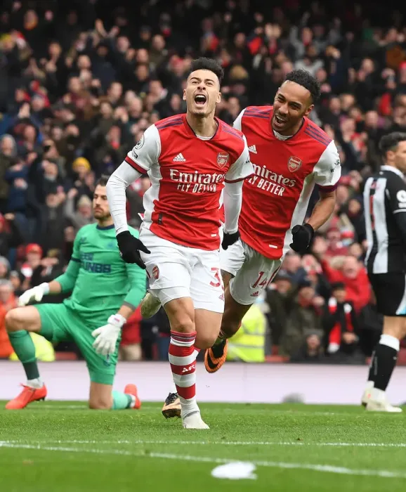 Framed Print : Arsenal's Martinelli and Aubameyang: Celebrating a Hard-Fought 2-1 Victory Over Newcastle United (Premier League 2021-22) Framed Print : Arsenal's Martinelli and Aubameyang: Celebrating a Hard-Fought 2-1 Victory Over Newcastle United (Premier League 2021-22)