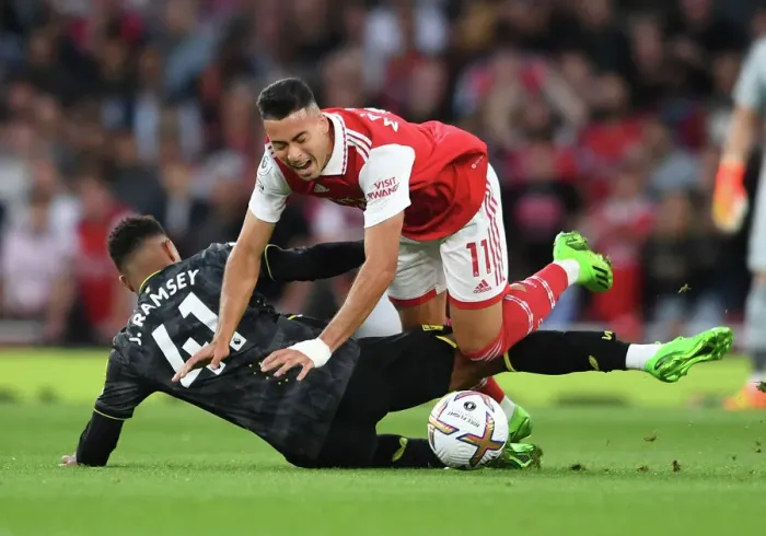 Framed Print : Arsenal's Martinelli Fouls by Aston Villa's Ramsey in 2022-23 Premier League Clash