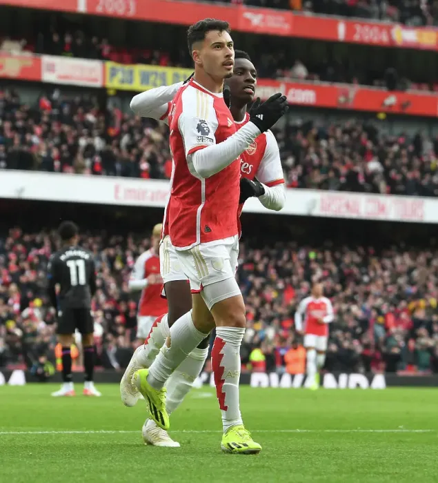 Framed Print : Arsenal's Martinelli and Nketiah: Celebrating Four Goals Against Crystal Palace (2023-24) Framed Print : Arsenal's Martinelli and Nketiah: Celebrating Four Goals Against Crystal Palace (2023-24)