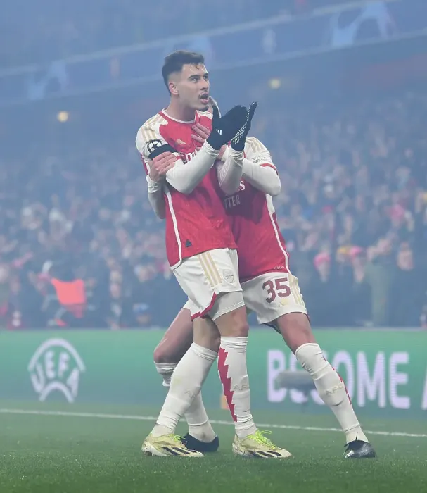 Framed Print : Arsenal's Martinelli Scores Fourth Goal in Champions League Victory over RC Lens (2023-24)
