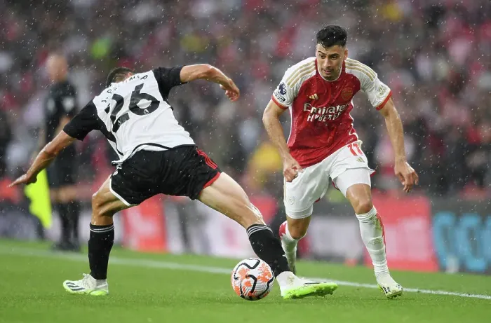 Framed Print : Arsenal's Martinelli Scores Thriller at Emirates: Arsenal FC vs Fulham FC, Premier League 2023-24
