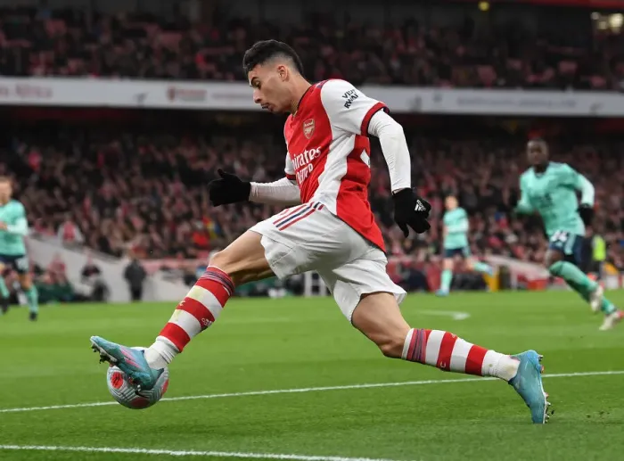 Framed Print : Arsenal's Martinelli Shines in Premier League Clash Against Leicester City