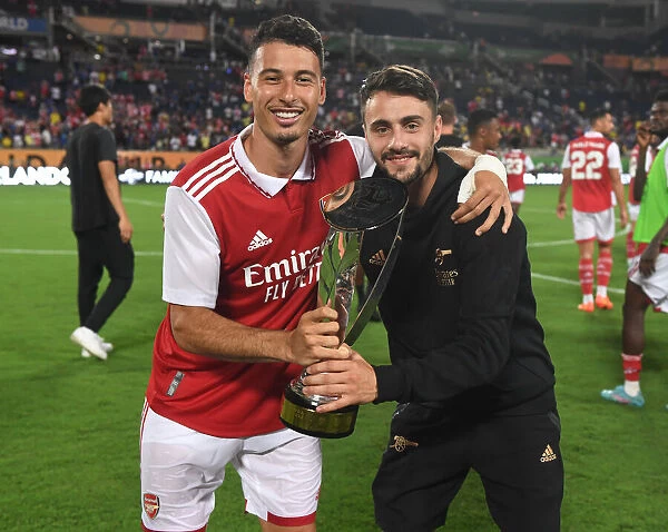 Arsenal's Martinelli and Vieira Celebrate after Arsenal vs. Chelsea - Florida Cup 2022-23
