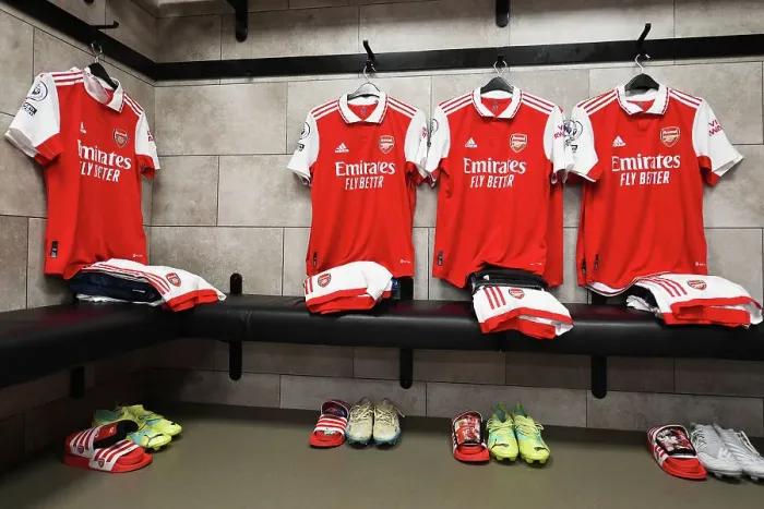 Framed Print : Arsenal's Match Shirts in Newcastle United's Stadium: Pre-Match Preparation (Newcastle United vs Arsenal, 2022-23)