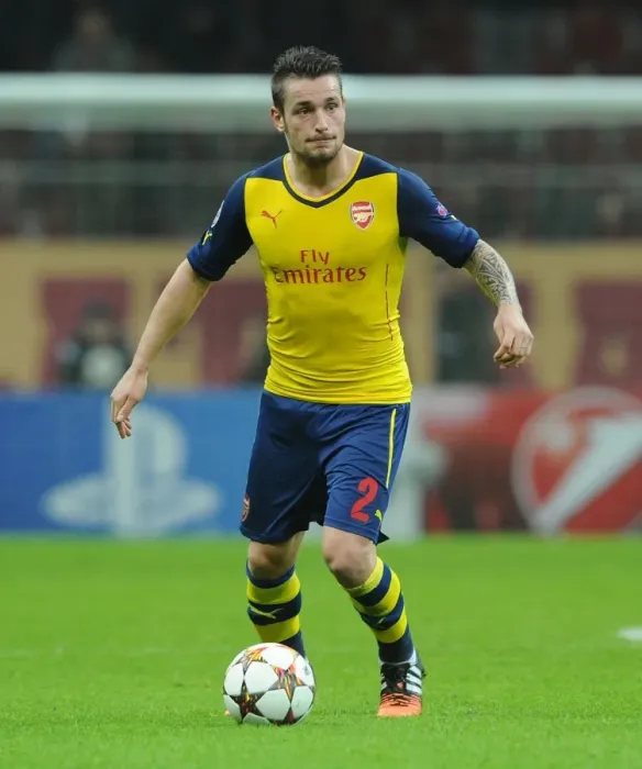 Framed Print : Arsenal's Mathieu Debuchy in Action against Galatasaray, UEFA Champions League, Istanbul, 2014