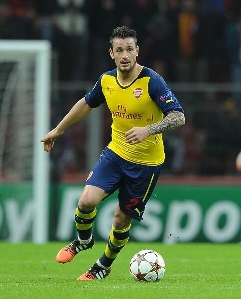 Arsenal's Mathieu Debuchy in Action against Galatasaray, Istanbul 2014, UEFA Champions League