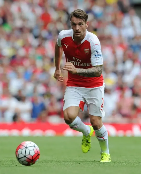 Framed Print : Arsenal's Mathieu Debuchy in Action against West Ham United (2015-16)