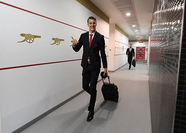 Arsenal's Matt Macey Prepares for Arsenal v West Ham United, Premier League (2017)