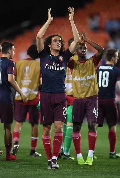 Arsenal's Matteo Guendouzi Celebrates with Fans after UEFA Europa League Semi-Final Second Leg vs Valencia