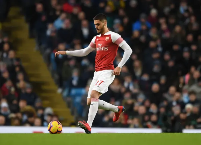 Framed Print : Arsenal's Mavropanos Faces Off Against Manchester City: 2018-19 Premier League Showdown