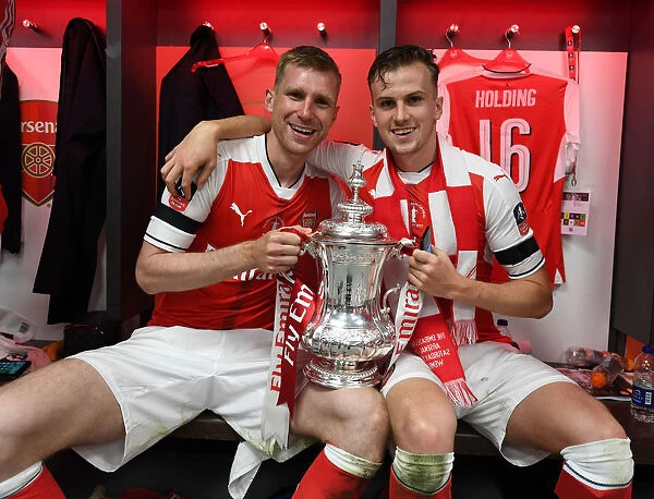 Arsenal's Per Mertesacker and Rob Holding Celebrate FA Cup Victory