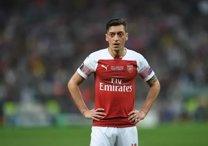 Framed Print : Arsenal's Mesut Ozil in Action at the Europa League Final Against Chelsea, Baku 2019