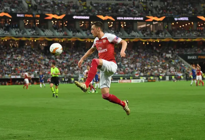 Framed Print : Arsenal's Mesut Ozil in Action at the Europa League Final Against Chelsea, Baku 2019