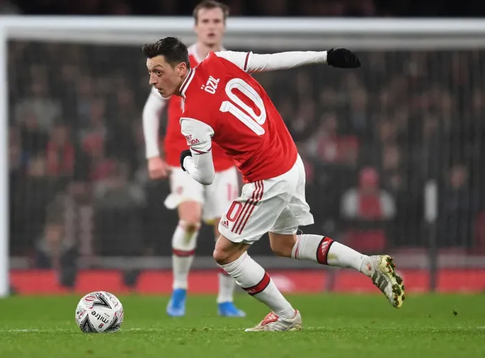 Framed Print : Arsenal's Mesut Ozil in FA Cup Action Against Leeds United