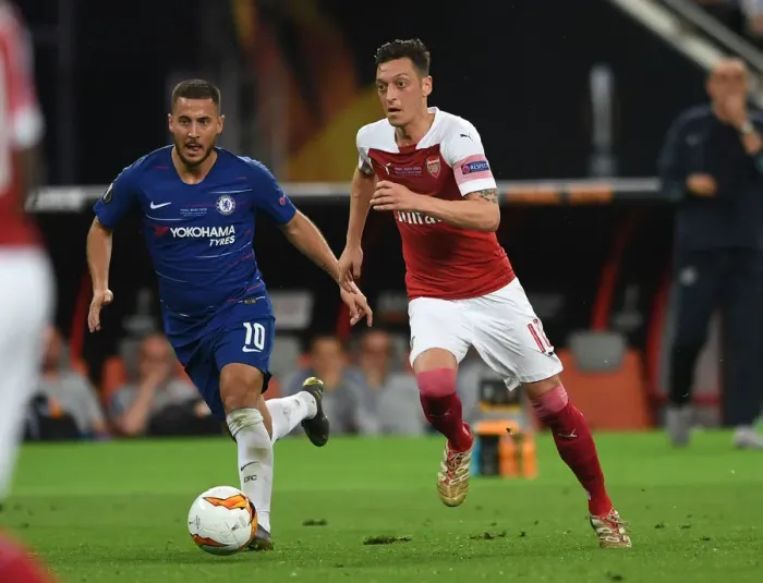 Framed Print : Arsenal's Mesut Ozil vs. Chelsea's Eden Hazard: UEFA Europa League Final Showdown in Baku Framed Print : Arsenal's Mesut Ozil vs. Chelsea's Eden Hazard: UEFA Europa League Final Showdown in Baku