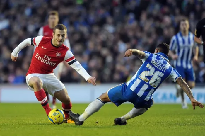 Framed Print : Arsenal's Midfield Showdown: Jack Wilshere vs. Liam Bridcutt - FA Cup Clash between Arsenal and Brighton & Hove Albion