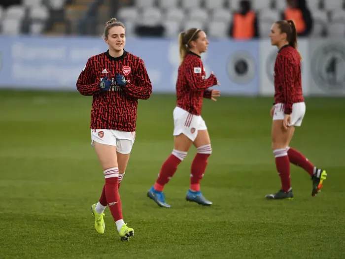 Framed Print : Arsenal's Miedema Prepares for FA WSL Clash Against Manchester United Amid Empty Stands (2020-21)