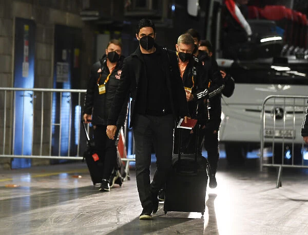 Arsenal's Mikel Arteta Arrives at Empty Eden Arena for Slavia Praha Showdown - UEFA Europa League Quarterfinal, Prague