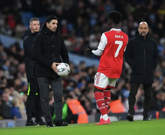 Framed Print : Arsenal's Mikel Arteta and Bukayo Saka Face Manchester City in Emirates FA Cup Clash Framed Print : Arsenal's Mikel Arteta and Bukayo Saka Face Manchester City in Emirates FA Cup Clash