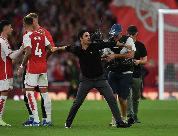 Framed Print : Arsenal's Mikel Arteta Celebrates Epic Victory Over Manchester City in 2023-24 Premier League Framed Print : Arsenal's Mikel Arteta Celebrates Epic Victory Over Manchester City in 2023-24 Premier League