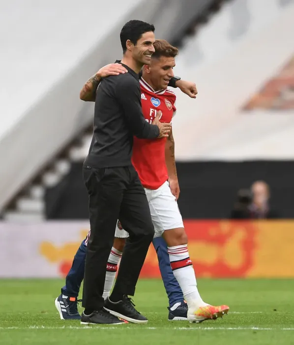 Framed Print : Arsenal's Mikel Arteta Celebrates with Lucas Torreira after Wolverhampton Win Framed Print : Arsenal's Mikel Arteta Celebrates with Lucas Torreira after Wolverhampton Win