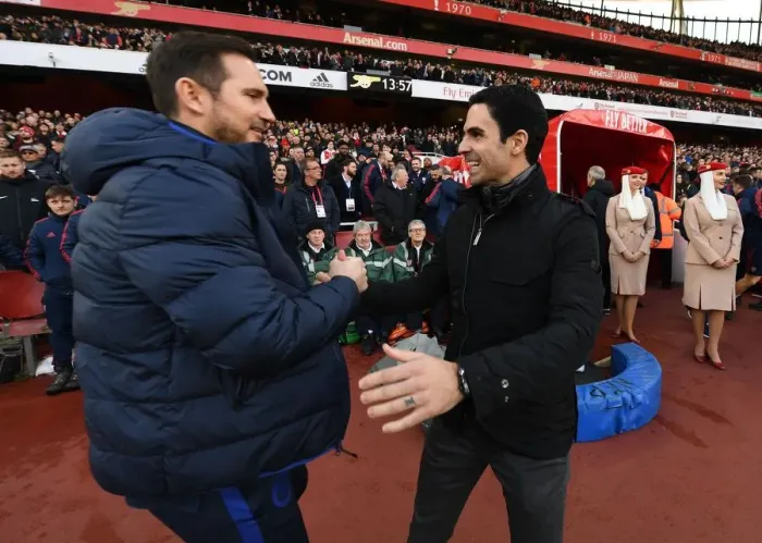 Framed Print : Arsenal's Mikel Arteta and Chelsea's Frank Lampard Meet Before Premier League Clash at Emirates Stadium Framed Print : Arsenal's Mikel Arteta and Chelsea's Frank Lampard Meet Before Premier League Clash at Emirates Stadium